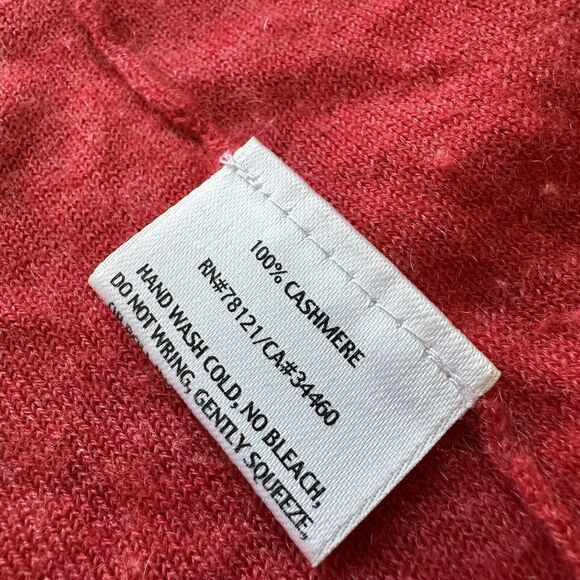 Eileen Fisher Large Pink Coral 100% Cashmere 3/4 Sleeve Cardigan Sweater W/hole - Picture 11 of 15